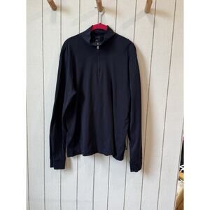 Hugo Boss Pima Cotton 1/4 Zip Turtleneck Sweater Men’s Large Navy Blue